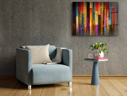 Colorful Wooden Glass Wall Art Durable Glass Printing Art Wall Hangings Modern Glass Art Large Glass Panel